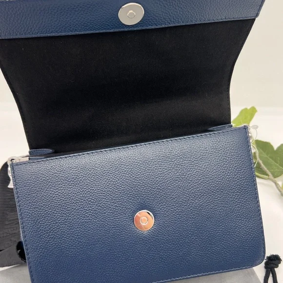 ZADIG & VOLTAIRE Leather Crossbody Clutch Bag Navy Blue NWT - Picture 5 of 15